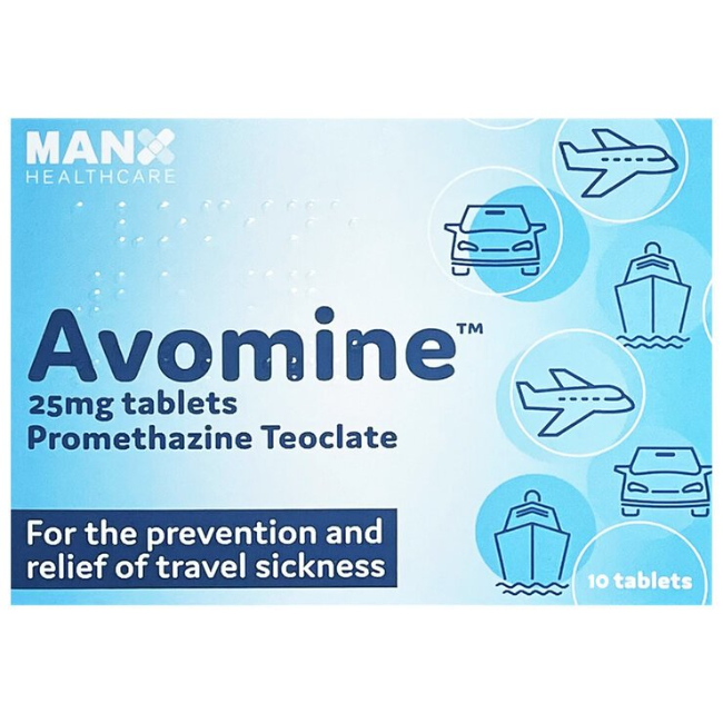 Avomine 25mg Tablets Promethazine Teoclate - Buy online from Platinum Pharmacy