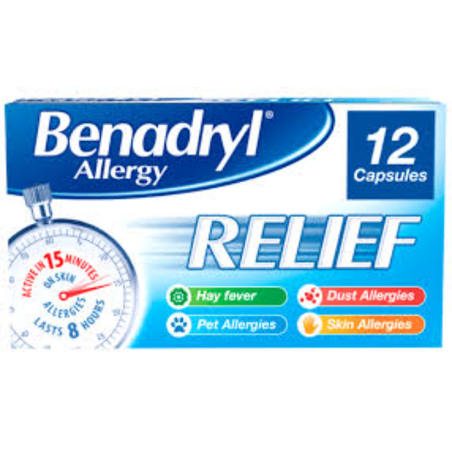 Benadryl Allergy Relief Capsules - Buy online from Platinum Pharmacy